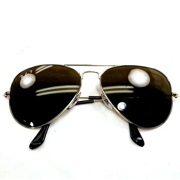 Ray-Ban P Polarized Aviator Sunglasses Vtg Italy Gold Metal Large Oval Preppy - Picture 16 of 16